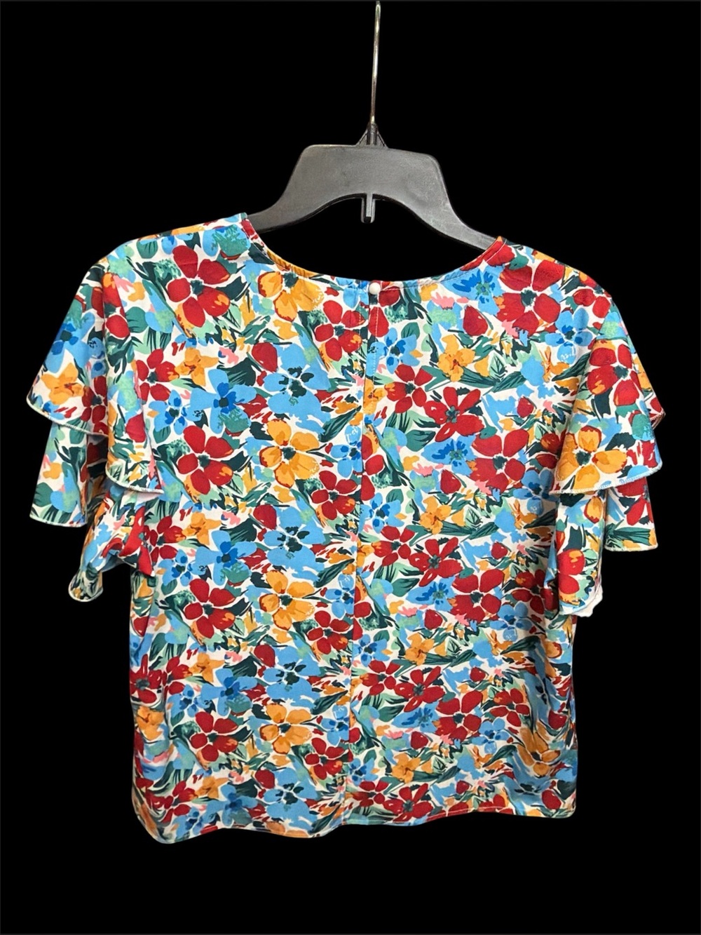 Women’s Floral Ruffle Sleeve Top - Bright Multi - Picture 4 of 5